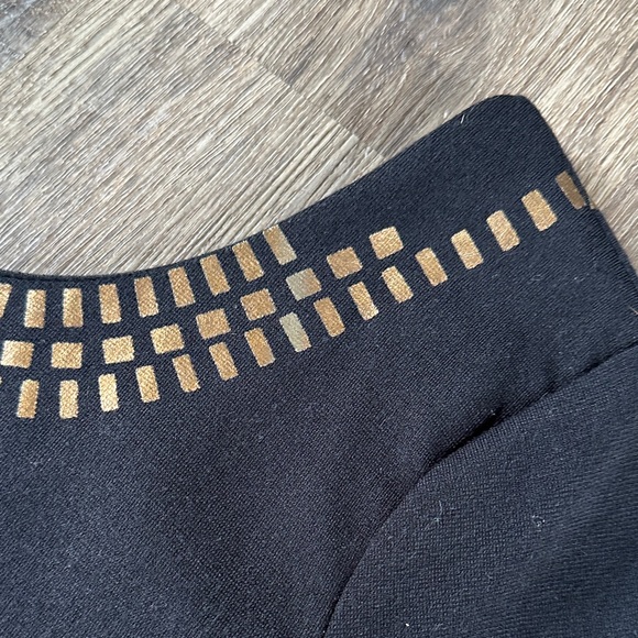 Fitted Black and Gold Women's Dress - Picture 2 of 9